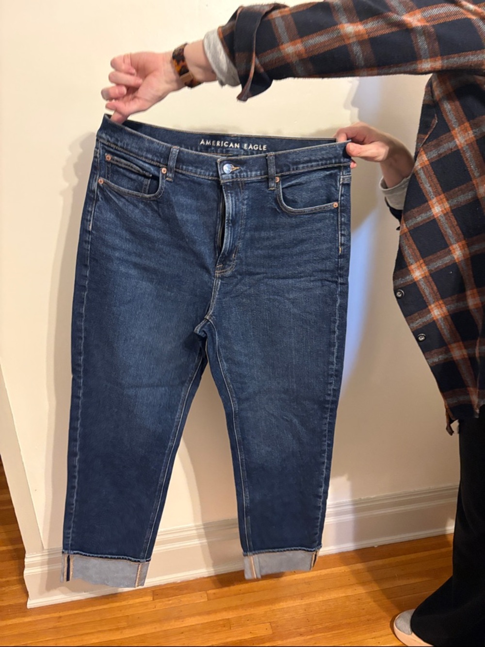 American Eagle Outfitters Indigo Cropped High-Rise Skinny Jeans
